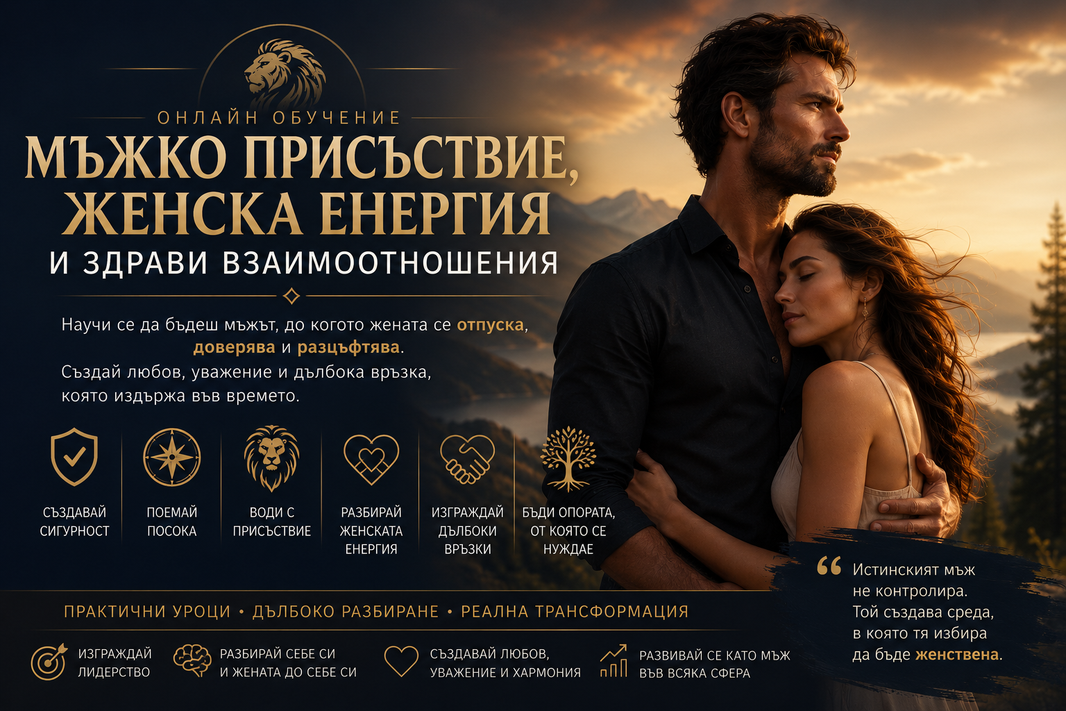 Онлайн обучение “Мъжко присъствие, женска енергия и здрави взаимоотношения”